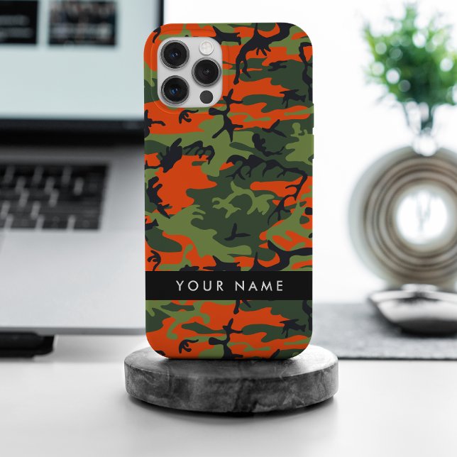 Funda Para iPhone Orange Camouflage Pattern, Your name, Personalize (Subido por el creador)
