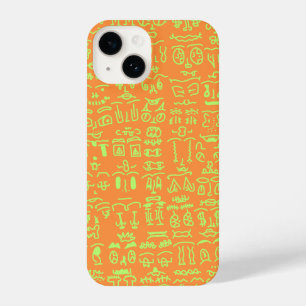 Funda Para iPhone 14 Orange & Green Doodle Pattern Case – Artist