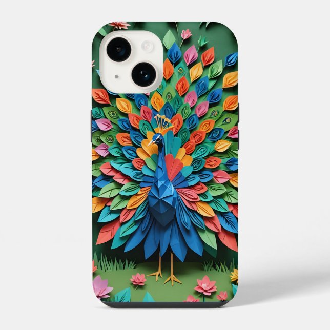 Funda Para iPhone Origami Peacock (Reverso )