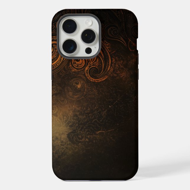 Funda Para iPhone 🖤 Ornamental Dark Gold Pattern - Luxurious & Intr (Reverso )