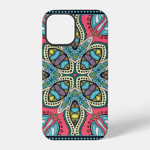 Funda Para iPhone 12 Ornamento colorido decorativo sobre un fondo negro