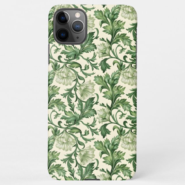 Funda Para iPhone Ornate dark green acanthus leaves pattern (Reverso)