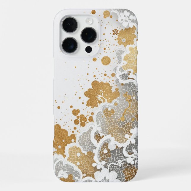 Funda Para iPhone Oro Blanco Floral (Reverso )