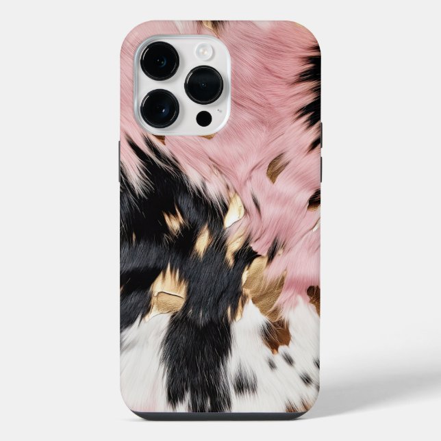 Funda Para iPhone Oro blanco rosado de vaca occidental (Reverso )