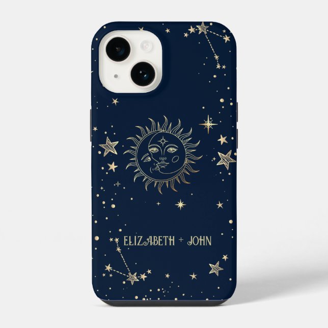 Funda Para iPhone Oro Celestial Sol Y Luna  (Reverso )