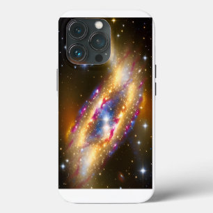 Funda Para iPhone 13 Pro Oro cósmico rosa azul explotando vía láctea galáct