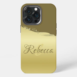 Funda Para iPhone 13 Pro Oro de lujo decorativo metálico sobre oro militar