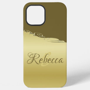 Funda Para iPhone 12 Pro Max Oro de lujo decorativo metálico sobre oro militar