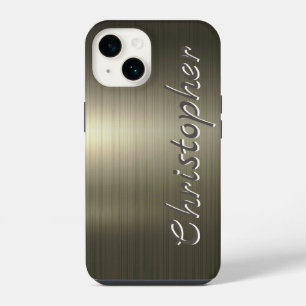 Funda Para iPhone 14 Oro de titanio Acero inoxidable Metálico