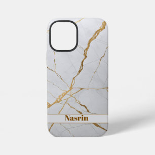 Funda Para iPhone 12 Mini Oro moderno y mármol blanco Minimalista lujo