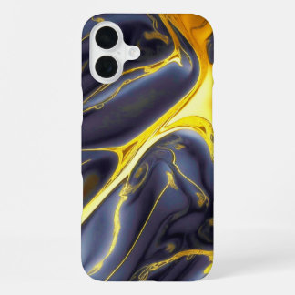 Funda Para iPhone 16 Plus Oro negro genial marmol fundido fluido texturizado