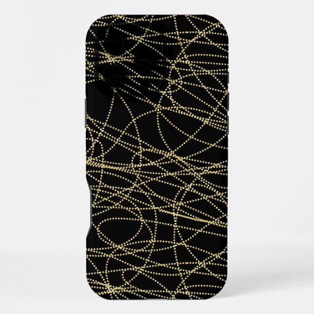 Funda Para iPhone Oro Negro Glitzy Abstracto (Reverso )