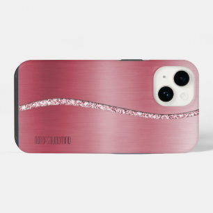 Funda Para iPhone 14 Oro Rosa metálico y ola Purpurina