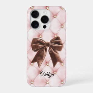 Funda Para iPhone 16 Pro Oro rosa Tufts Brown Bow