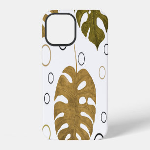 Funda Para iPhone 12 Oro tropical: acuarela de hoja de monstera