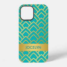 Oro Turquesa Art Deco Geométrico Personalizado