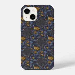 Funda Para iPhone 14 Oro y plata metal azul fundido