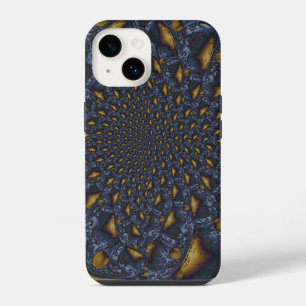 Funda Para iPhone 14 Oro y plata metal fundido azul