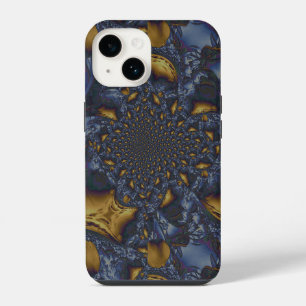 Funda Para iPhone 14 Oro y plata metal fundido azul