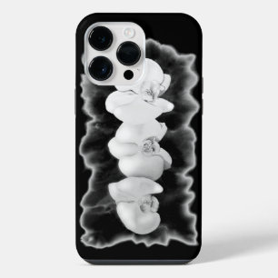 Funda Para iPhone 14 Pro Max Orquídeas florales tropicales blancas negras elega