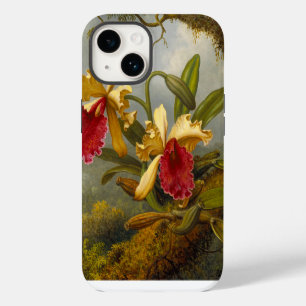 Funda Para iPhone 14 Orquídeas y Cabeza de Colibrí