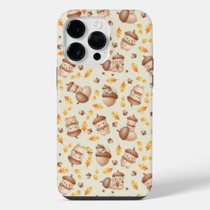 Funda Para iPhone 14 Pro Max Oso de bellota de otoño adorable patrón sin fisura
