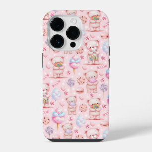 Funda Para iPhone 14 Pro Oso De Caramelo Lindo y Patrón Continuo De Dulces
