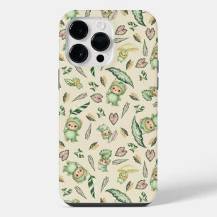 Funda Para iPhone 14 Pro Max Oso de dinosaurio lindo y patrón continuo de hojas