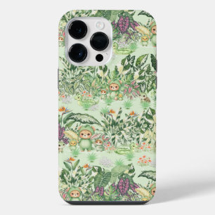 Funda Para iPhone 14 Pro Max Oso de la selva lindo y patrón tropical continuo