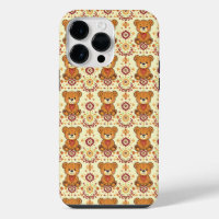 Oso de peluche cálido boho y estampado floral de o