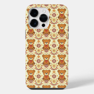 Funda Para iPhone 14 Pro Max Oso de peluche cálido boho y estampado floral de o