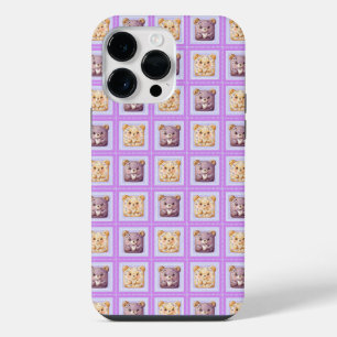 Funda Para iPhone 14 Pro Max Oso de peluche de patchwork de lavanda y arándano 