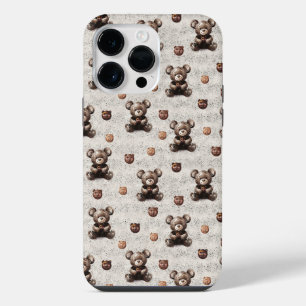 Funda Para iPhone 14 Pro Max Oso de peluche rústico vintage manchado de piedra