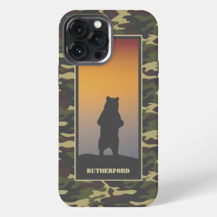 Funda Para iPhone 13 Pro Max Oso de pie y camuflaje