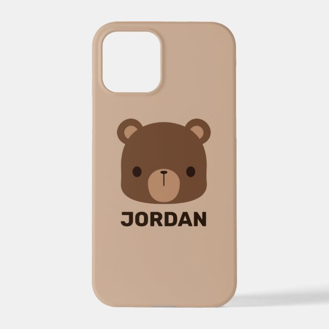 Funda Para iPhone Oso marrón lindo con nombre personalizado (Reverso )