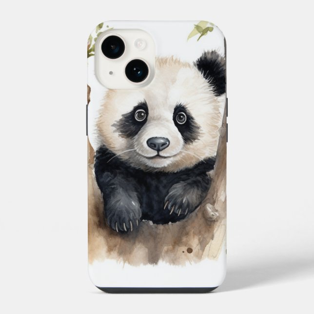 Funda Para iPhone Oso panda acuarela (Reverso )