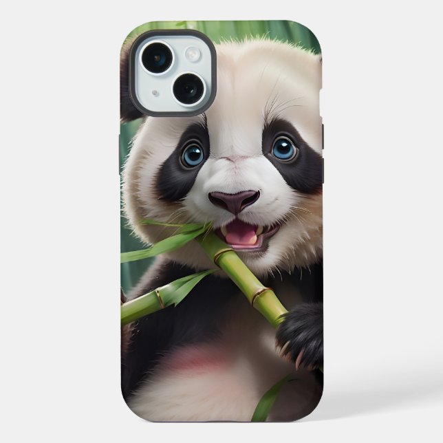 Funda Para iPhone Oso Panda Adorable Comiendo Bambú (Reverso )