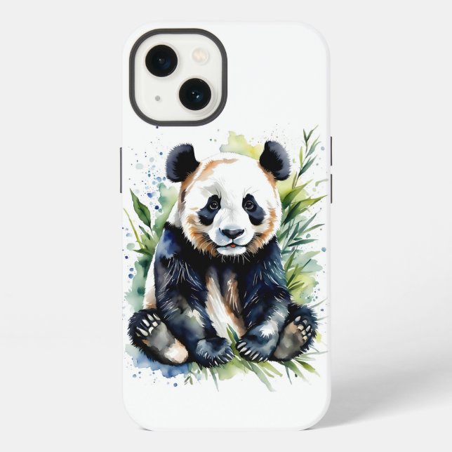 Funda Para iPhone Oso panda hermoso acuarela  (Reverso )