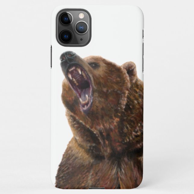Funda Para iPhone Oso pardo - Pintura en acrílico (Reverso)
