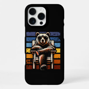 Funda Para iPhone 16 Pro Max Oso Retro Genial con Gafas de Sol Novedad de los 7