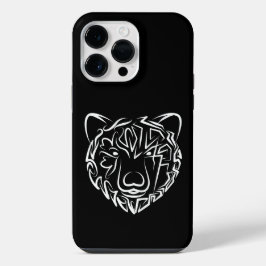 Funda Para iPhone 14 Pro Max Oso tribal blanco y negro