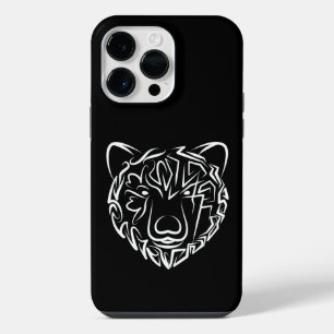 Funda Para iPhone 14 Pro Max Oso tribal blanco y negro