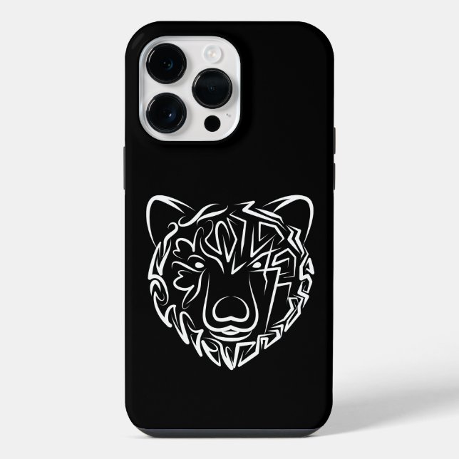 Funda Para iPhone Oso tribal blanco y negro (Reverso )