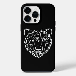 Funda Para iPhone 14 Pro Max Oso tribal blanco y negro