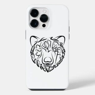 Funda Para iPhone 14 Pro Max Oso tribal blanco y negro