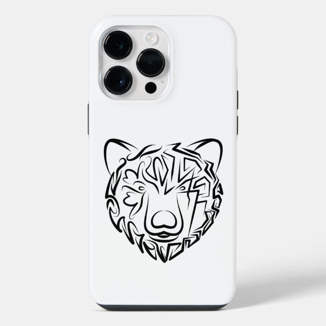Funda Para iPhone Oso tribal blanco y negro (Reverso )