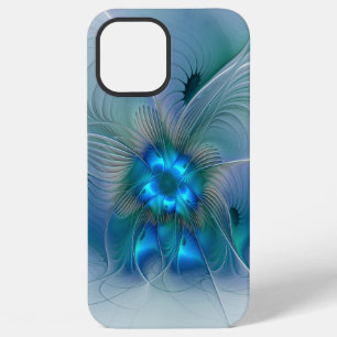 Funda Para iPhone 12 Pro Max Ovaciones de pie, fractal azul turquesa abstracto