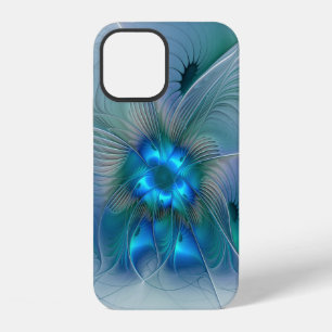 Funda Para iPhone 12 Ovaciones de pie, fractal azul turquesa abstracto