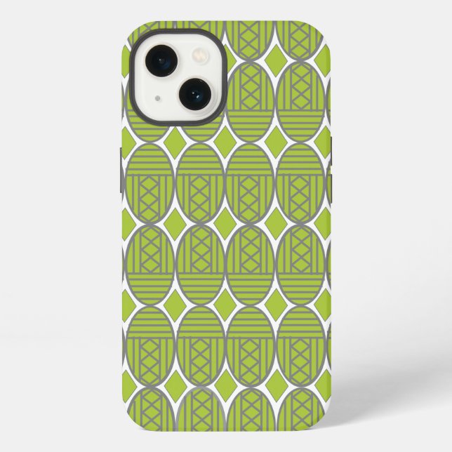 Funda Para iPhone Óvalos Art Deco Verdes (Reverso )
