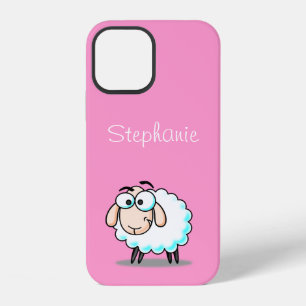 Funda Para iPhone 12 Oveja de dibujos animados rosa linda para niñas